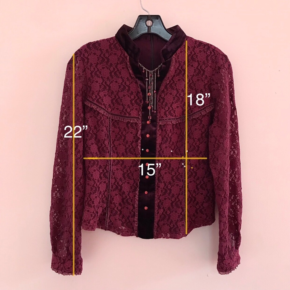 Women's Plum/burgundy Purple Lace Blouse - Picture 10 of 10